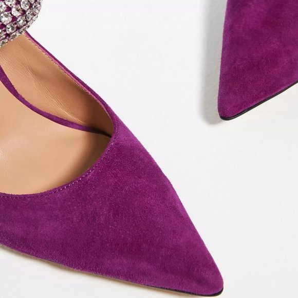NWT Lola Cruz Purple Suede Heels with Rhinestone Strap Size 8 - Picture 4 of 7